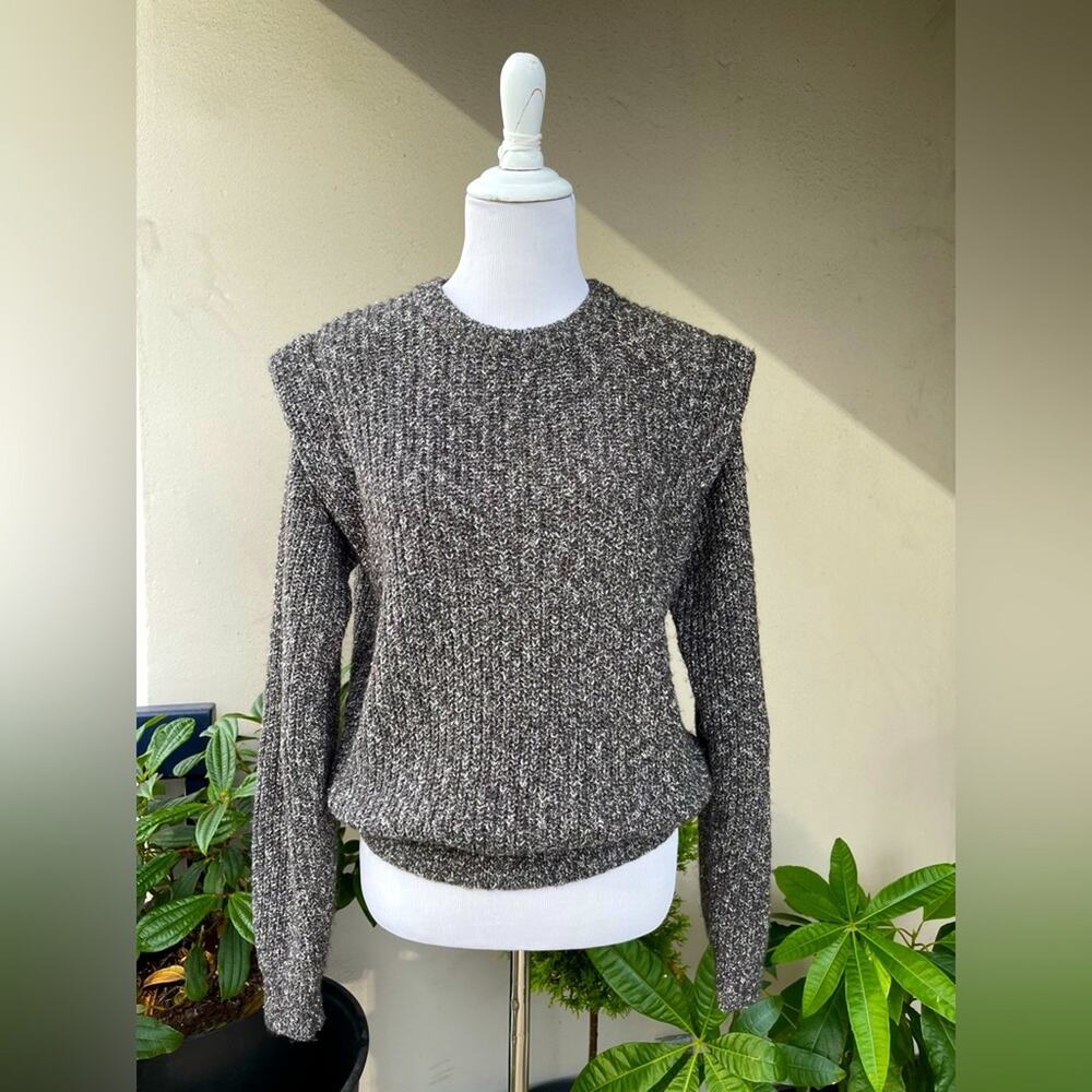 🌿 Garcia Cotton Blend Sweater with Strong Shoulders in Heather Grey, M